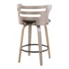 Cosini - Mid-Century Modern Fixed Height Barstool With Swivel And Round Footrest (Set of 2) - Light Gray / Black - Image 4