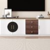 Modern Minimalist TV Stand For TVs Up To 80", Entertainment Center With 3 Drawers And 1 Shelf, Metal Handles And 2 Cabinets For Living Room - White - Image 6