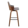 Stella - Mid-Century Modern Fixed Height Barstool With Swivel Square Footrest (Set of 2) - Walnut / Light Gray - Image 3