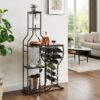 11 Bottle Wine Bakers Rack, 5 Tier Freestanding Wine Rack With Hanging Wine Glass Holder And Storage Shelves, Wine Storage Home Bar For Liquor And Wine Storagefor Kitchen, Dining Room - Gray - Image 6