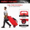 15 Gallon / 57 L Gas Caddy With Wheels Fuel Transfer Tank Gasoline Diesel Can Fuel Storage Tank For Automobiles ATV Car Mowers Tractors Boat Motorcycle - Red - Image 7