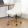 Modern Teddy Fleece Fabric Dining Chair With Gold Legs, Soft And Comfortable, Adjustable, Space Saving - Beige - Image 4