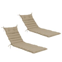 2 Piece Outdoor Chaise Lounge Chair Cushion Replacement Set - Khaki