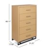 Borah - Contemporary Wood 5 Drawer Dresser - Natural - Image 3