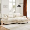 Modern Oversized 2 Seater Sofa With Ottoman And Bolster Armrests - Cream - Image 2