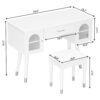 Elegant Vanity Makeup Table & Chair Set Modern Dressing Table With Organizer Writing Desk Charging Port Engineered Wood - White - Image 5