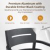 5 Piece Outdoor Pedestal Dining Set, Rounded Square Table With Flared Base And 4 Swivel Rockers - Ember Black - Image 7