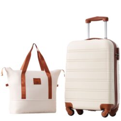 Hardshell Luggage Sets 20" / Bag Spinner Suitcase With Tsa Lock Lightweight - Brown / White