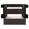 Queen Size Bed With All In One Cabinet, Shelf And Sockets, Twin Long Trundle - Espresso - Image 2