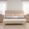 Stockholm - King Modern Wavy Headboard Platform Bed - Fawn Brown - Image 8
