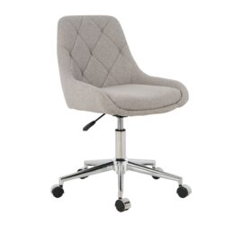 Modern Teddy Fleece Fabric Dining Chair With Chrome Legs, Soft And Comfortable - Gray