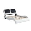 Queen Size Upholstered Platform Bed Frame With LED Lighting, Bluetooth Connection To Play Music Control, Backrest Vibration Massage, Curve Design, Wood Slat Support, No Box Spring Needed - White - Image 13