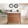 Laundry Hamper With Lid PE Rattan Powder Coating Frame Clothes Hampers With 2 Removable Bags, Wheels, 160L - Brown - Image 22