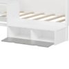 Twin Size Daybed With Storage Shelves And Lockers, Multi Functional Bed With Study Desk And Matching Stool - White - Image 9