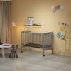 Crib 3 In 1 Convertible, Made Of Sustainable Pinewood, Non Toxic Finish, Comes With Locking Wheels, Wooden Nursery Furniture - Storm Gray - Image 4