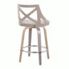 Charlotte - Farmhouse Fixed Height Counter Stool With Swivel With Round Footrest (Set of 2) - Light Gray / Cream - Image 4