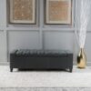 Contemporary Storage Ottoman With Tufted Top - Dark Gray - Image 4