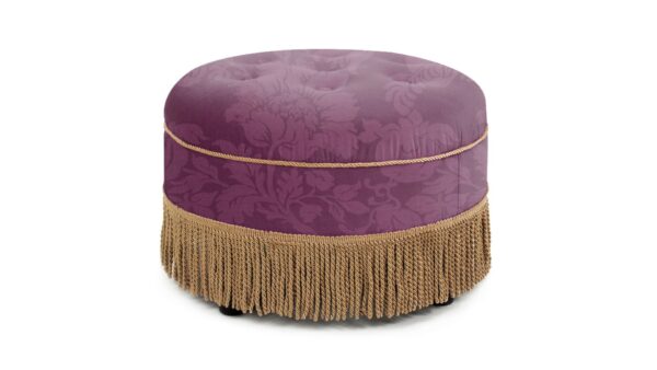 Yolanda - Round Upholstered Accent Ottoman - Purple Floral / Gold