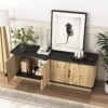 Grain 4 Door TV Cabinet, An Ideal Choice For TV And Item Storage In Modern Homes, A Perfect Blend Of Nordic And Modern Minimalist Styles - Black - Image 8