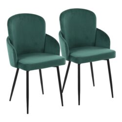 Dahlia - Contemporary Dining Chair (Set of 2) - Black / Green