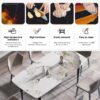 70.87" Modern Artificial Stone Pandora White Curved Black Metal Leg Dining Table - Antique White - Image 6