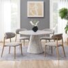 Kacey - Natural Engineered Stone Round Dining Table - Stone Gray - Image 3