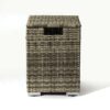 32" Propane Gas Fire Pit Table With Propane Tank Cover, 50000 Btu Rectangular Steel Fire Pit With Beautiful Wicker Base For Outside Garden - Beige - Image 4