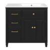 Modern Bathroom Vanity With Ceramic Sink, Freestanding, One Tip - Out Drawer, 3 Side Drawers, Adjustable Shelf - Beige - Image 10