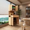 Rustic Cottage Style Double Door Bamboo Storage Cabinet With High Capacity For Main Living Spaces - Natural - Image 2