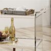 Elegant Acrylic Bar Cart With Tempered Glass Shelves And Rattan Metal Frame - Clear - Image 5