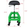 Pneumatic 360 Degree Swivel Stool, Mechanics Rolling Creeper Seat, Heavy Duty Rolling Mechanics Stool, Shop Stool With Casters - Green - Image 11