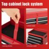 Tool Chest, 5 Drawer Rolling Tool Storage Cabinet With Detachable Top Tool Box, Liner, Universal Lockable Wheels, Adjustable Shelf, Locking Mechanism, Metal Tool Cart For Garage Workshop - Red - Image 6