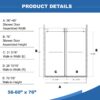 Frameless Shower Door, Double Sliding Shower Door, Clear Tempered Glass Shower Enclosure With Square Rail, Double Side Easy Clean Coat, Finished With Buffer - Brushed Nickel - Image 4