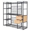 Open Style Wardrobe With Hanging Rails, Shelves And Drawers - Black - Image 3