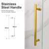Frameless Single Sliding Shower Door With Bypass Design And 5 / 16" Clear Tempered Glass - Brushed Gold - Image 9