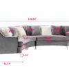 Velvet Curved Sofa - Gray - Image 7