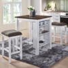 3 Pieces Counter Set Storage Space For Small Space Modern Farmhouse Design Retro Design Easy To Assembly - Antique Dark Oak / Antique White - Image 3
