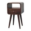 Mini Curved Bedside Table With Open Slot - Walnut - Image 8