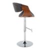 Curvo - Mid-Century Modern Adjustable Barstool With Swivel With Straight T Footrest (Set of 2) - Chrome / Walnut / Charcoal - Image 3