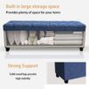 Extra Long Storage Ottoman Entryway Bench With Flip Top Storage Chest With Padded Seat Bed End Stool For Hallway Living Room Bedroom - Blue - Image 5