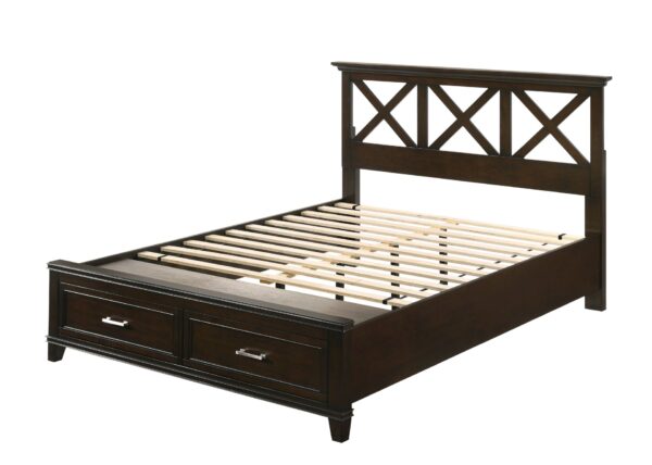 Queen X Storage Bed - Mahogany