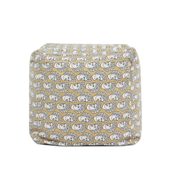 Pouf Luxury Oversized Bean Bag Cube Ottoman - Apollo Bust Gold / Cream Embroidery