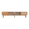 TV Cabinet With Chinese Changhong Glass Doors, Two Drawer Storage Space TV Standing - Natural - Image 7
