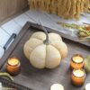 Knitted Weighted Pumpkin Ornament Decor For Holiday Harvest Festival Fall Festival & Thanksgiving (Set of 2) - Yellow - Image 4