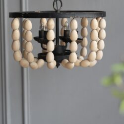 4 Light Wood Chandelier, Hanging Light Fixture With Adjustable Chain For Kitchen, Bulb Not Included - Cream
