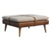 Buffalo - Large Square Hide Leather Footstool - Brown - Image 7