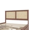 Queen Wood Storage Platform Bed With 4 Drawers Rattan Headboard - Antique Natural - Image 11