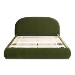 Archie - Queen Puffy Grounded Upholstered Platform Bed - Olive Green
