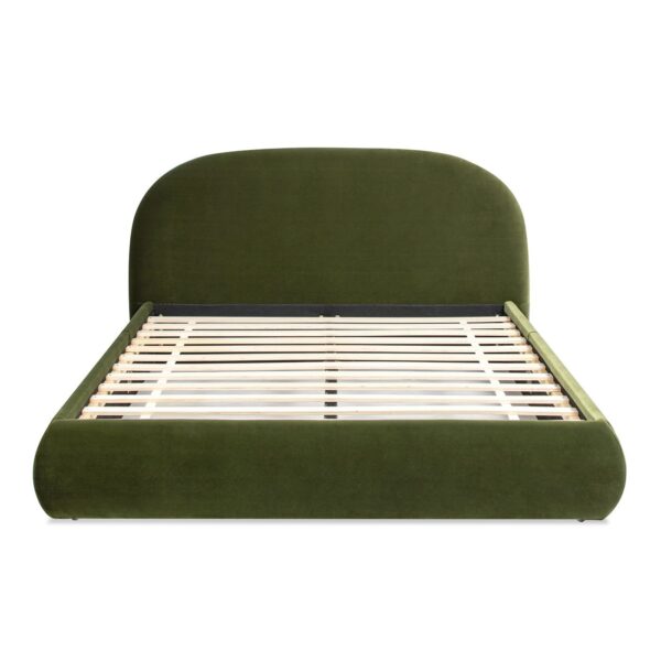 Archie - Queen Puffy Grounded Upholstered Platform Bed - Olive Green