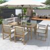 Patio Dining Set Outdoor Dining Table And Chair Set With And Removable Cushions For Patio, Backyard, Garden - Light Teak - Image 4